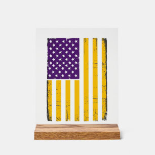 Verweerde paarse en gouden Amerikaanse vlag vector Acryl Bord
