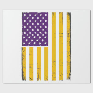 Verweerde paarse en gouden Amerikaanse vlag vector Cadeaupapier