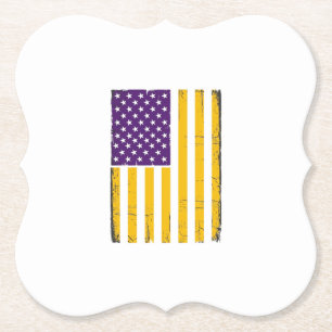 Verweerde paarse en gouden Amerikaanse vlag vector Kartonnen Onderzetters