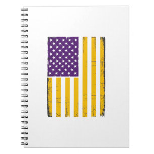Verweerde paarse en gouden Amerikaanse vlag vector Notitieboek