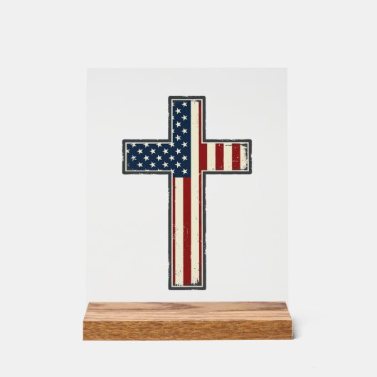 Verweerde patriottische kruis vector ontwerp_1 acryl bord (Voorkant)