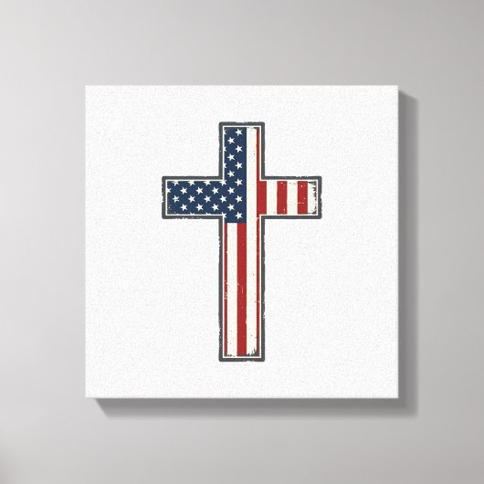 Verweerde patriottische kruis vector ontwerp_1 canvas afdruk (Voorkant)