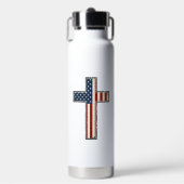 Verweerde patriottische kruis vector ontwerp_1 waterfles (Voorkant)