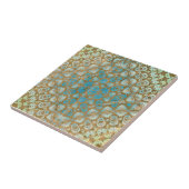 Verweerde Perzisch Turquoise Bruin Geometrisch Tegeltje (Zijkant)