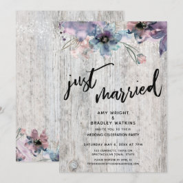 Verweerde Planken Bloemen Lichtjes Net Getrouwd Kaart
