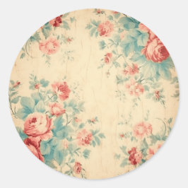 Verweerde pracht, perzik shabby chic ronde sticker