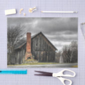Verweerde schuur met windmolen onder stormachtige  tissuepapier (Craft)