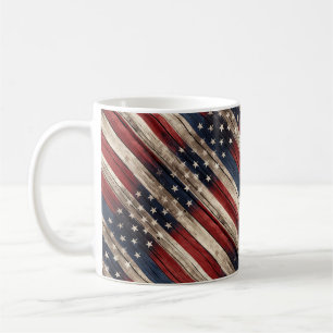 Verweerde Stars & Stripes Houten Vlag Koffiemok