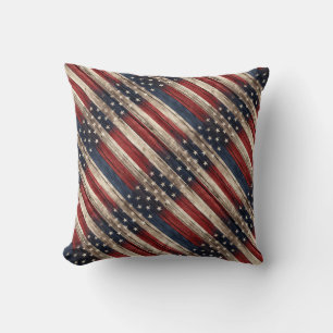 Verweerde Stars & Stripes Houten Vlag Kussen