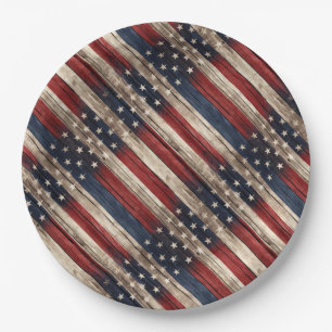 Verweerde Stars & Stripes Houten Vlag Papieren Bordje