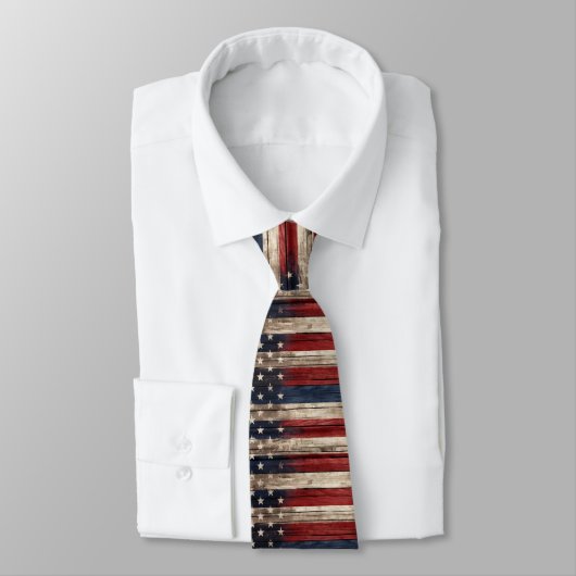 Verweerde Stars & Stripes Houten Vlag Stropdas (Gebonden)