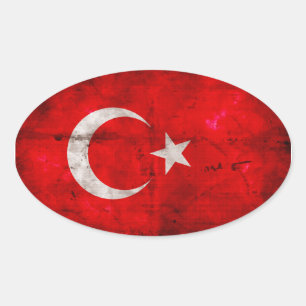 Verweerde Turkije Vlag Ovale Sticker