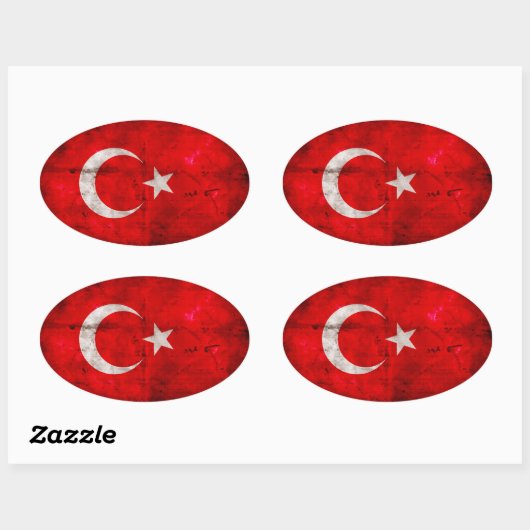Verweerde Turkije Vlag Ovale Sticker (Vel)