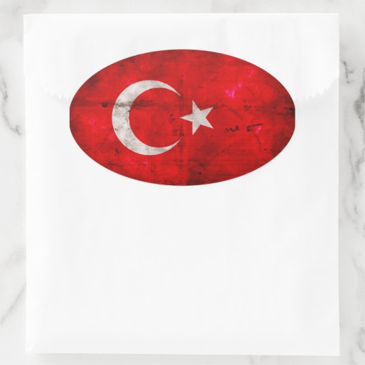 Verweerde Turkije Vlag Ovale Sticker (Tas)