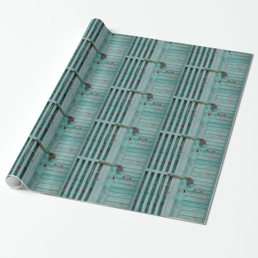 Verweerde Turquoise Deur Cadeaupapier (Uitgerold)