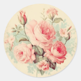 Verweerde versierselen, Roze shabby chic Ronde Sticker
