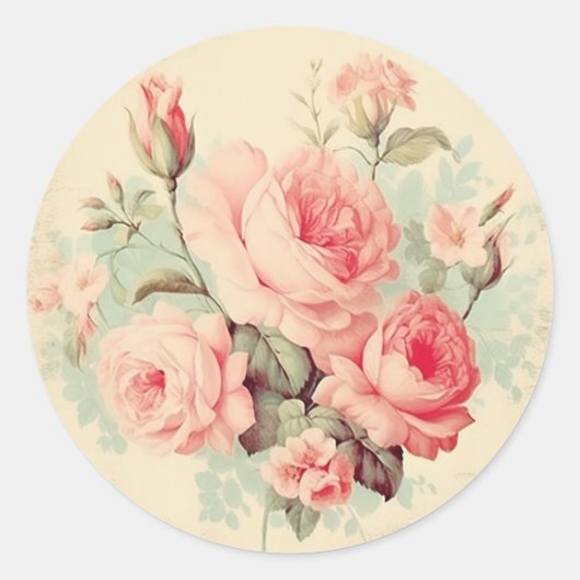 Verweerde versiersels, Roze shabby chic Ronde Sticker (Voorkant)