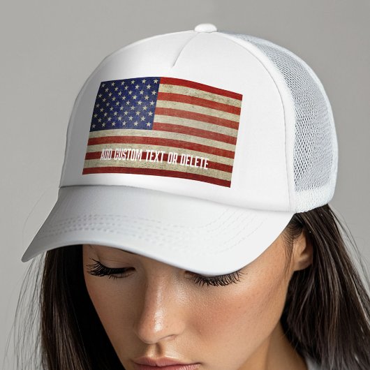 Verweerde, versleten Amerikaanse vlag Trucker Pet