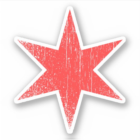 Verweerde versleten Chicago vlag ster sticker (Voorkant)