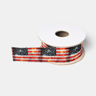 Verweerde vintage Amerikaanse vlag Grosgrain Lint
