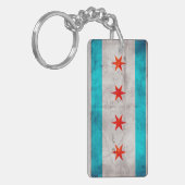 Verweerde vintage Chicago-staatsvlag Sleutelhanger (Voorkant Links)
