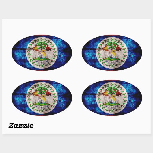 Verweerde vlag van Belize Ovale Sticker (Vel)