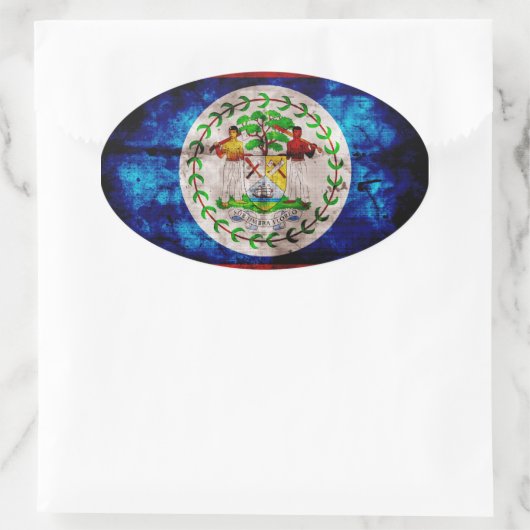 Verweerde vlag van Belize Ovale Sticker (Tas)