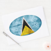 Verweerde vlag van Saint Lucia Ovale Sticker (Envelop)