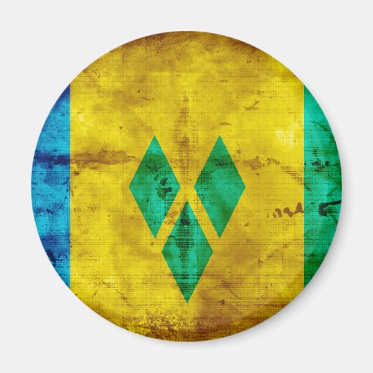 Verweerde vlag van Saint Vincent Magneet (Voorkant)