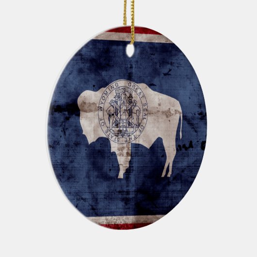 Verweerde vlag van Wyoming Keramisch Ornament (Rechts)