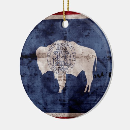 Verweerde vlag van Wyoming Keramisch Ornament (Links)