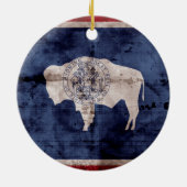 Verweerde vlag van Wyoming Keramisch Ornament (Achterkant)