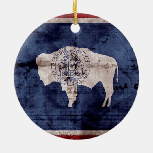 Verweerde vlag van Wyoming Keramisch Ornament (Achterkant)