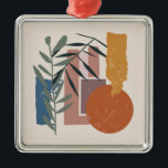 Verweerde vormen en stelen metalen ornament<br><div class="desc">Dit eenvoudige en elegante boho-beïnvloed ontwerp is verweerde en verdrietige vormen met twee plantachtige stengels in aardse tinten van sinaasappel,  bruin,  groen en blauw.</div>