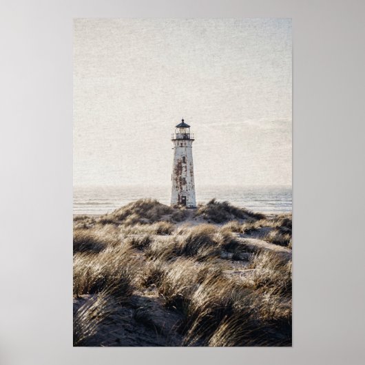 Verweerde Vuurtoren Tussen Kustduinen Poster (Voorkant)