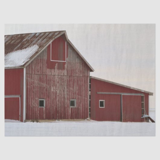 Verweerde Winter Red Barn Tissuepapier (Voorkant)