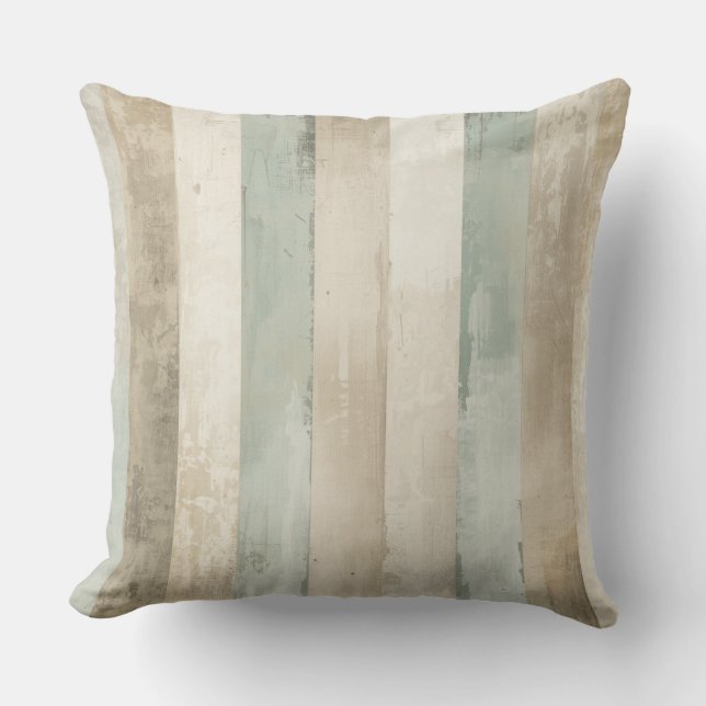 Verweerde zachte blauwe bruine witte rustieke stre kussen (Voorkant)