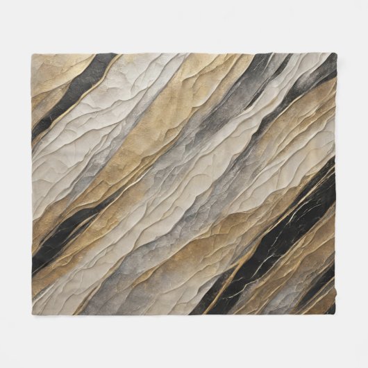 Verweerde zwarte en gouden streep fleece deken (Voorkant (Horizontaal))