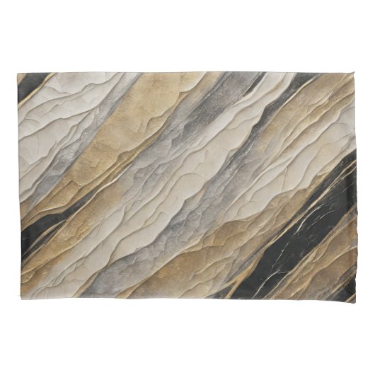 Verweerde zwarte en gouden streep kussensloop (Voorkant)