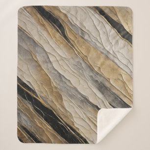 Verweerde zwarte en gouden streep sherpa deken