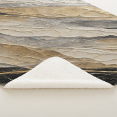 Verweerde zwarte en gouden streep sherpa deken (3/4)