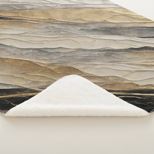 Verweerde zwarte en gouden streep sherpa deken (3/4)