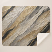 Verweerde zwarte en gouden streep sherpa deken (Voorkant (horizontaal))