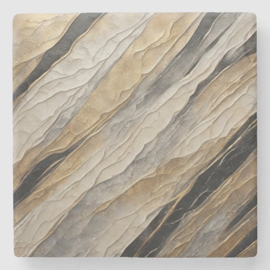 Verweerde zwarte en gouden streep stenen onderzetter (Voorkant)