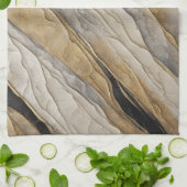 Verweerde zwarte en gouden streep theedoek (Gevouwen)