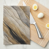 Verweerde zwarte en gouden streep theedoek (Quarter Fold)