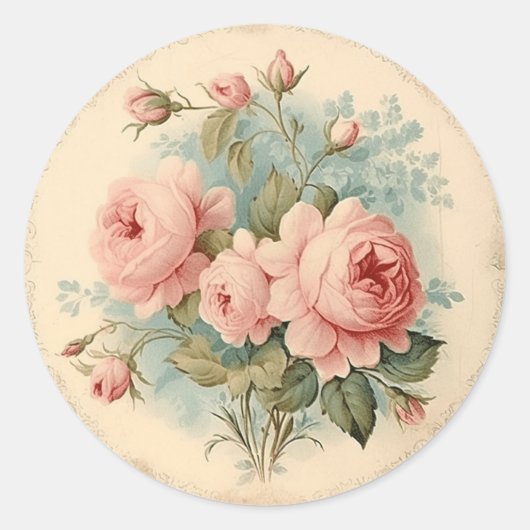 Verweesde chic,  Roze shabby chic Ronde Sticker (Voorkant)