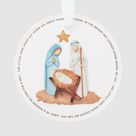 Verweg in een Manger Lyrics Simplistic Nativiteit Ornament