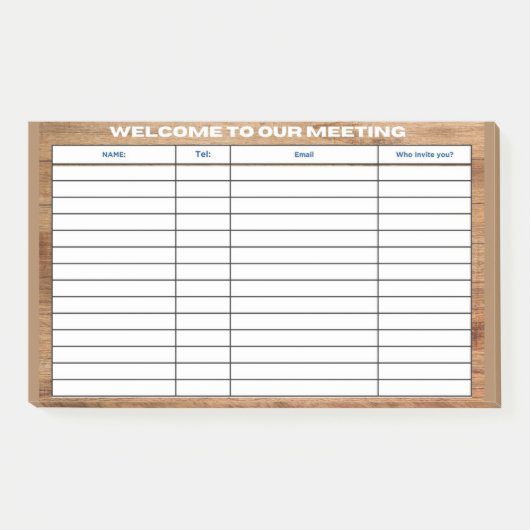 VERWELKOM AAN ONZE VERGADERING POST-IT® NOTES (Voorkant)