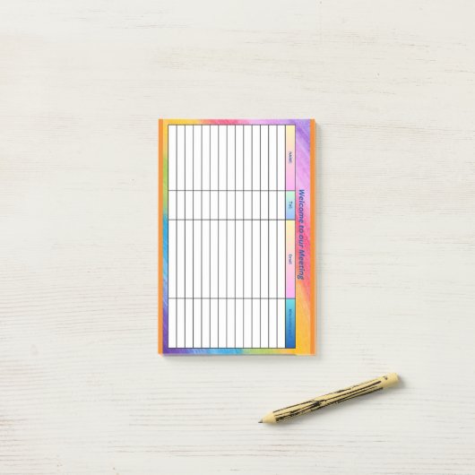 VERWELKOM AAN ONZE VERGADERING POST-IT® NOTES (Op bureau)